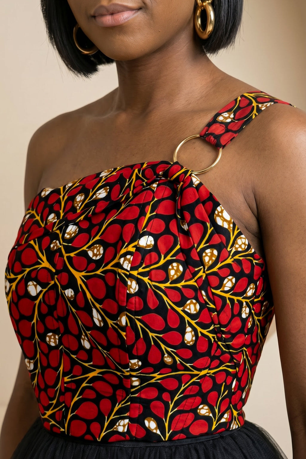 Ariselle One-Shoulder Print Corset