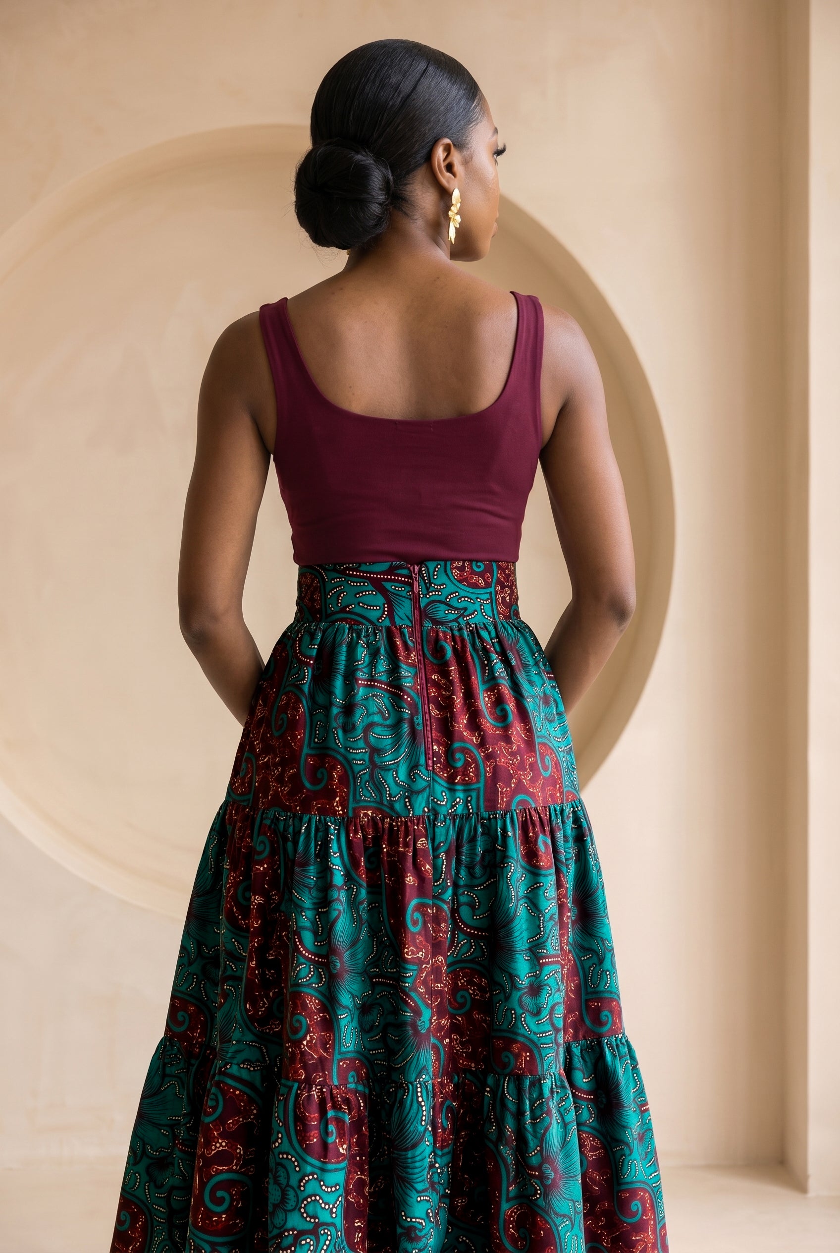 Ellmira Tiered Midi Skirt