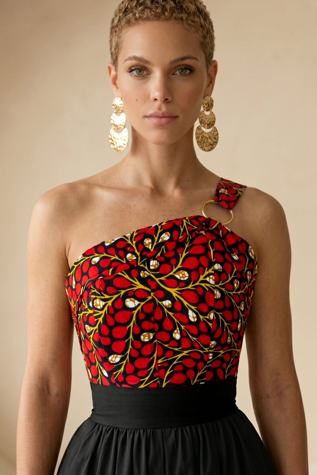 Ariselle One-Shoulder Print Corset