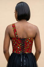 Ariselle One-Shoulder Print Corset