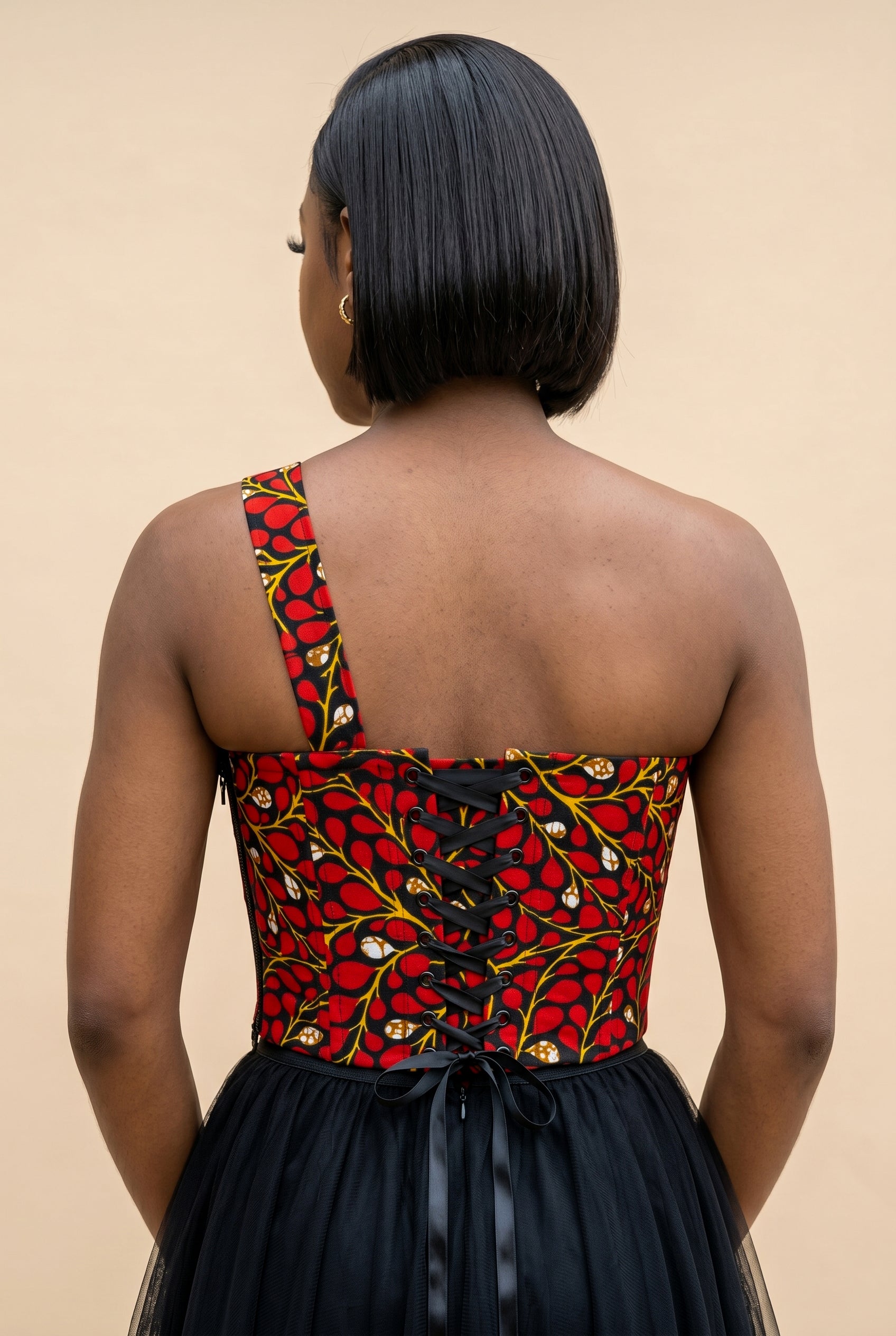 Ariselle One-Shoulder Print Corset