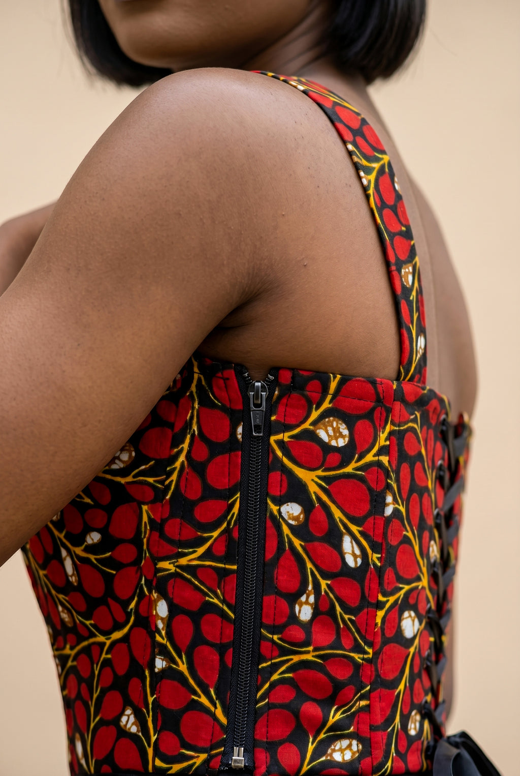 Ariselle One-Shoulder Print Corset
