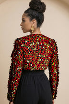 Ariselle Cropped  Print Jacket