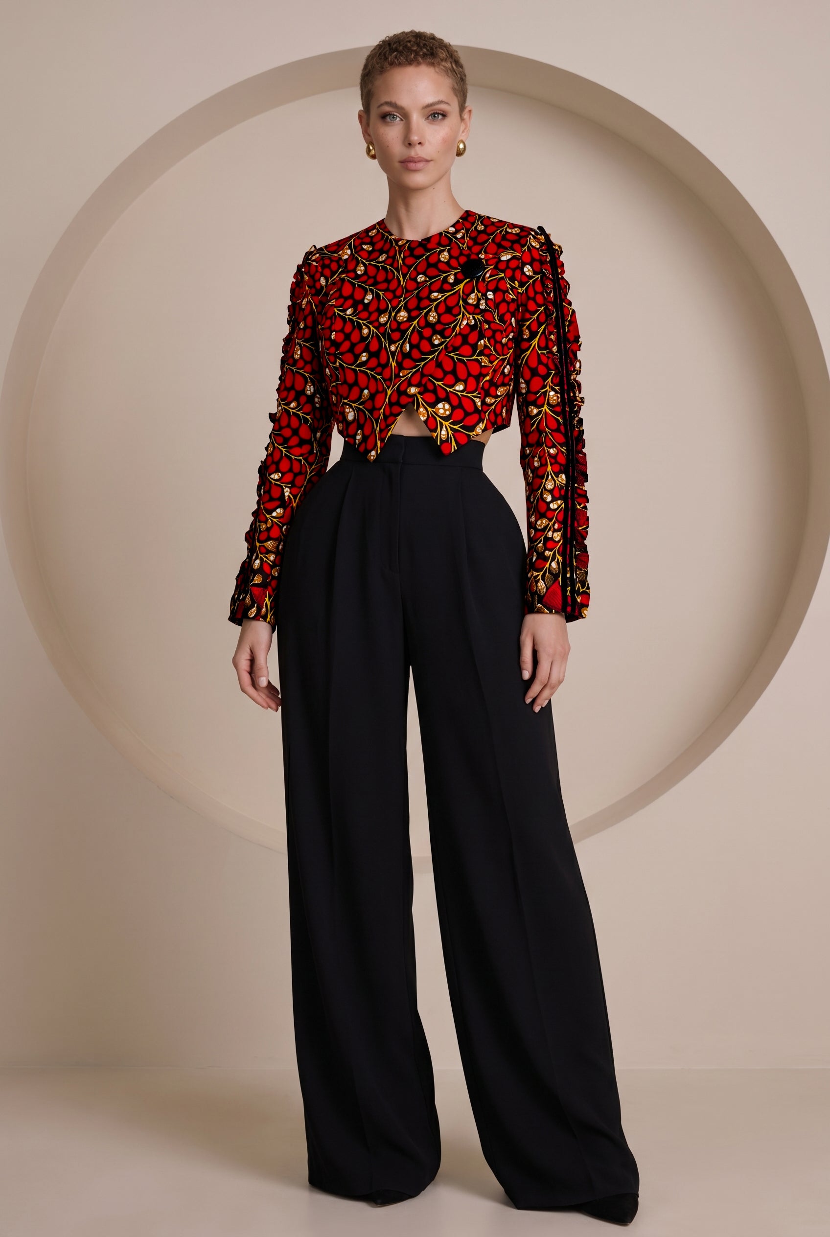 Ariselle Cropped  Print Jacket