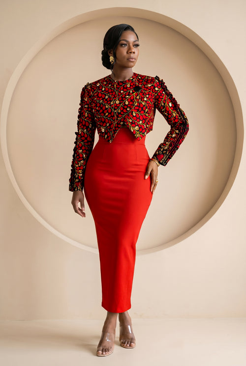 Ariselle Cropped  Print Jacket
