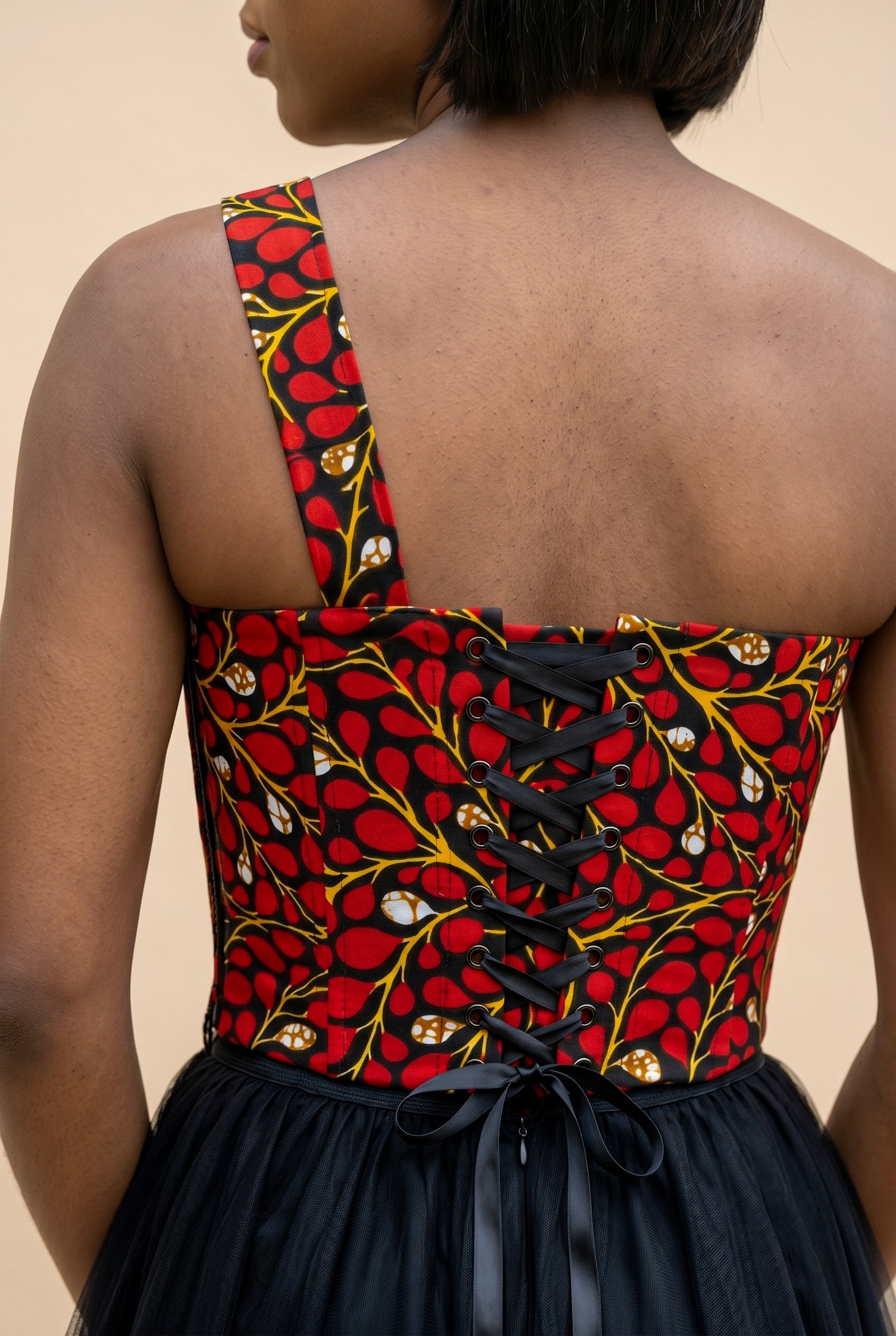 Ariselle One-Shoulder Print Corset