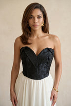 Bordeaux Floral Jacquard Bustier
