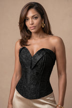 Black Floral Jacquard Corset