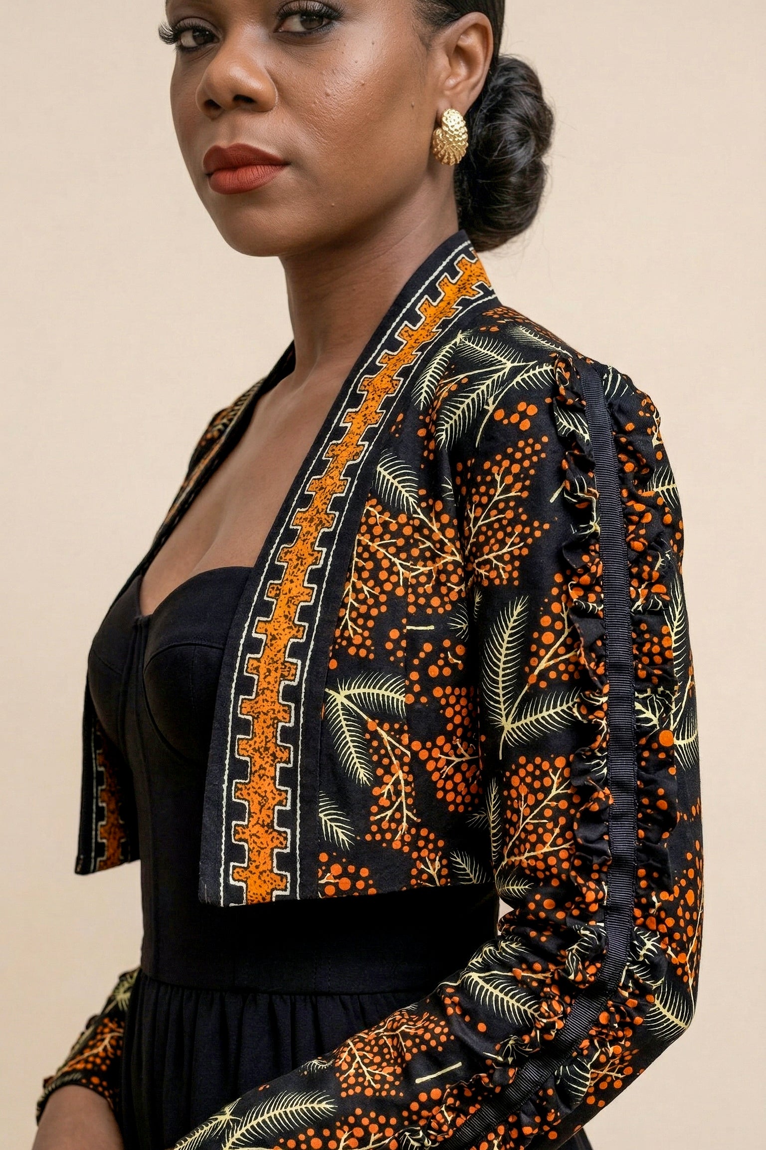 Oriva Cropped Print Jacket