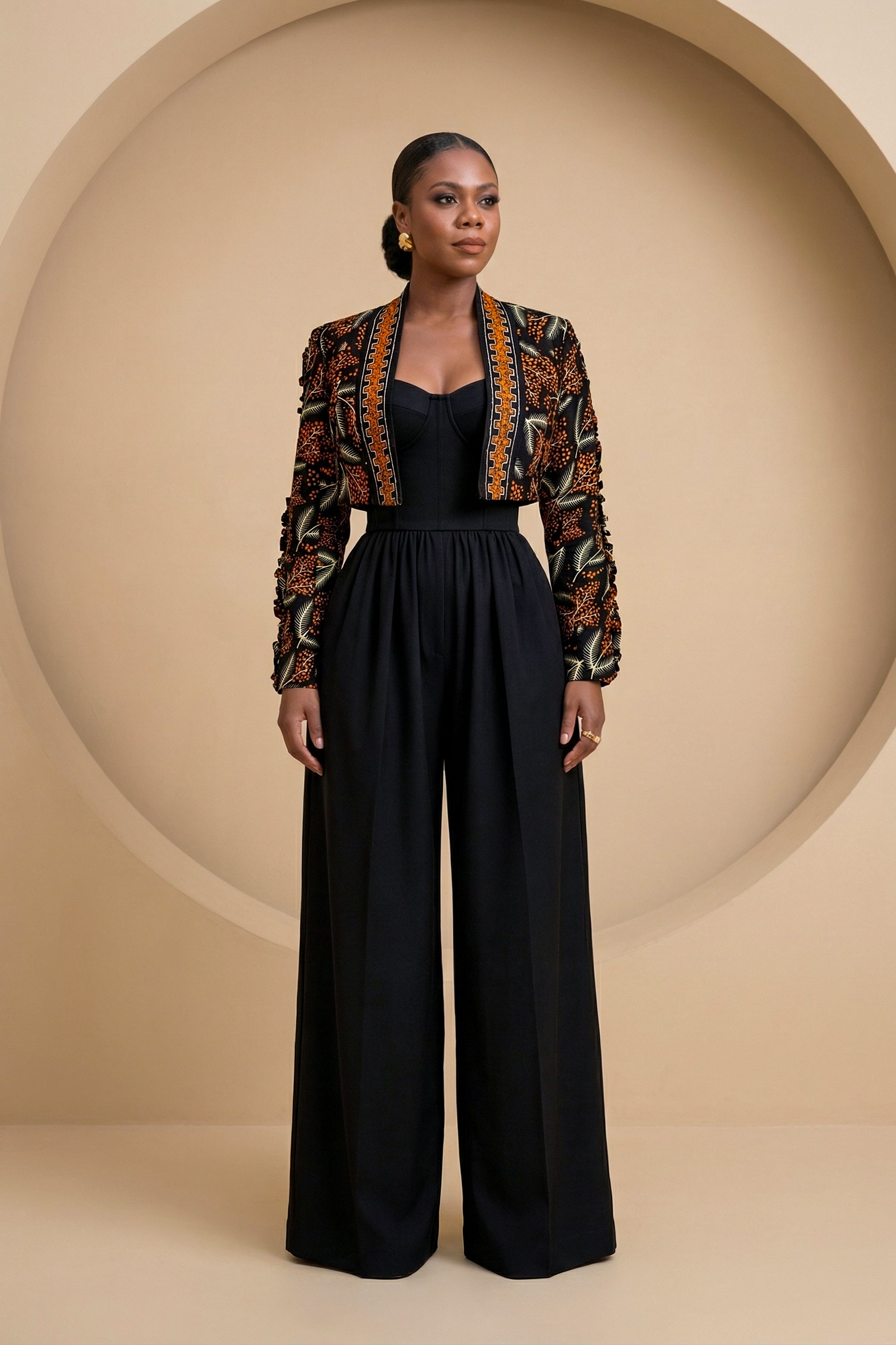 Oriva Cropped Print Jacket