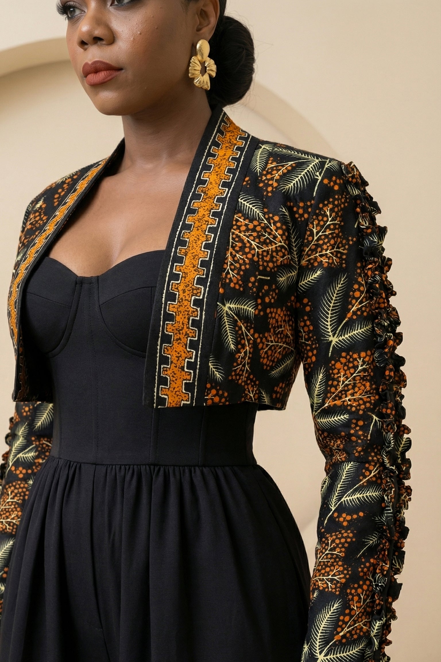 Oriva Cropped Print Jacket