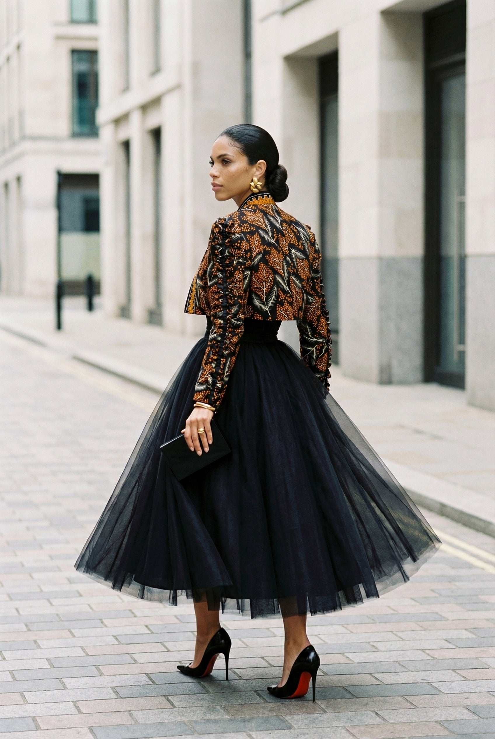 Oriva Cropped Print Jacket