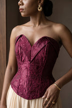 Bordeaux Floral Jacquard Corset
