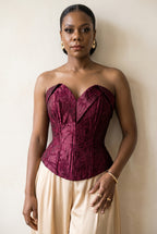 Bordeaux Floral Jacquard Corset