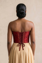 Deep Red Floral Jacquard Bustier