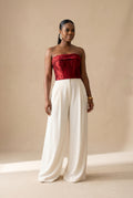 Deep Red Jacquard Corset