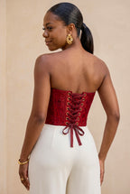 Deep Red Jacquard Corset