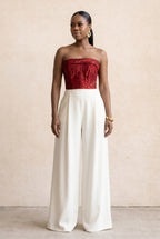 Deep Red Jacquard Corset