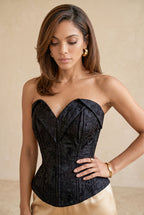 Black Floral Jacquard Corset