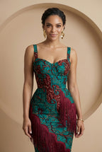 Ellmira Fringe Detail Strap Midi Dress