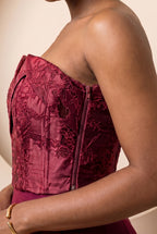 Bordeaux Floral Jacquard Bustier