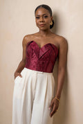 Bordeaux Floral Jacquard Bustier