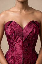 Bordeaux Floral Jacquard Corset