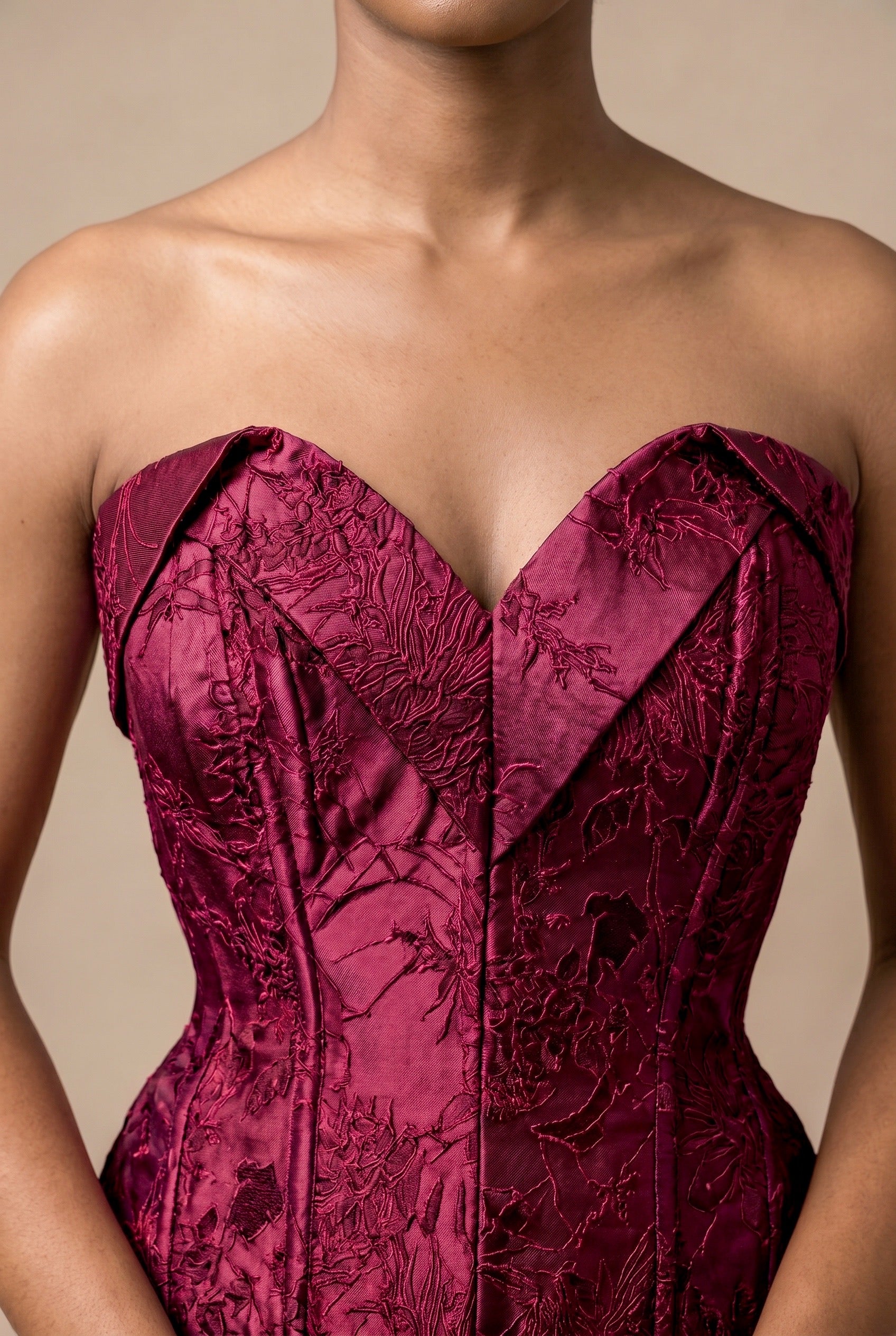 Bordeaux Floral Jacquard Corset