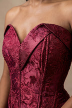 Bordeaux Floral Jacquard Corset