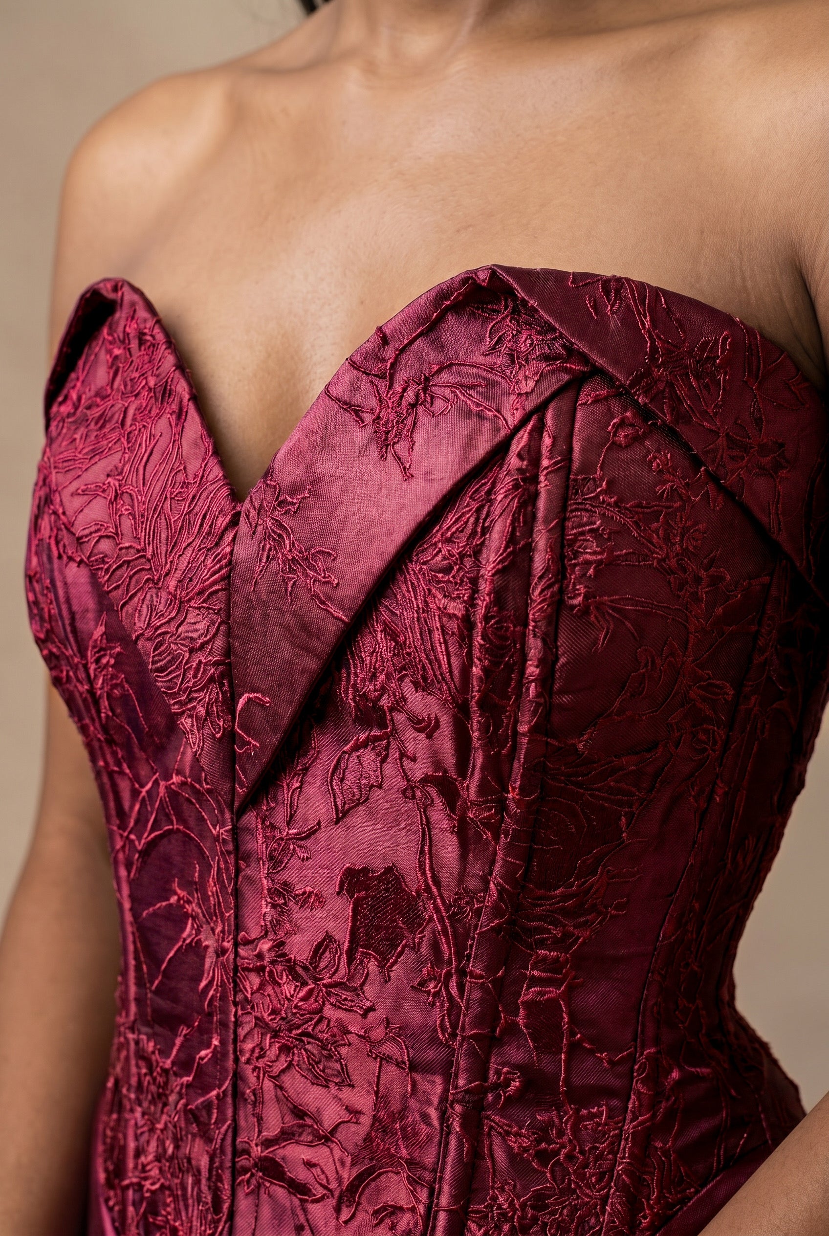 Bordeaux Floral Jacquard Corset
