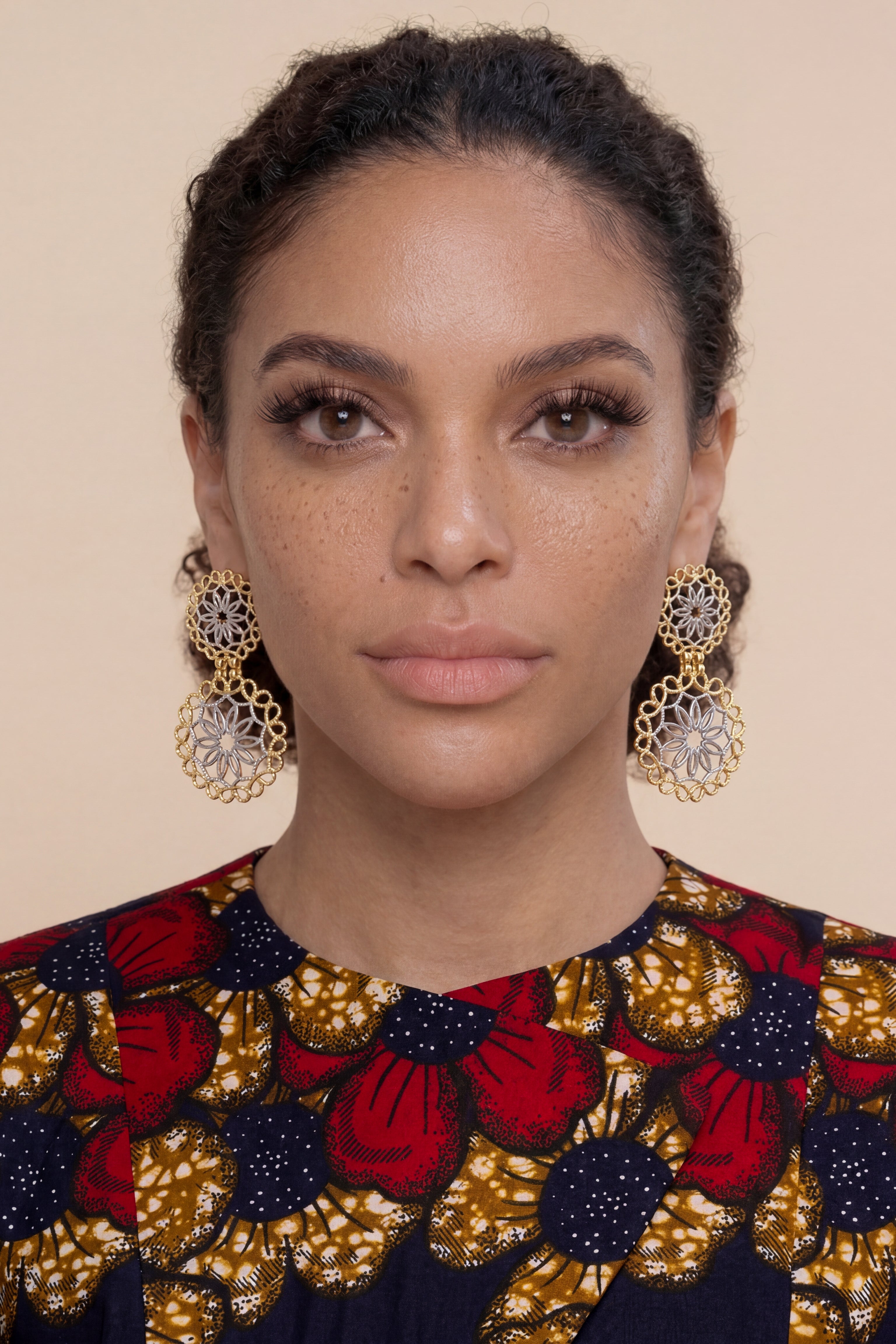 18K Gold-Plated Statement Filigree Earrings