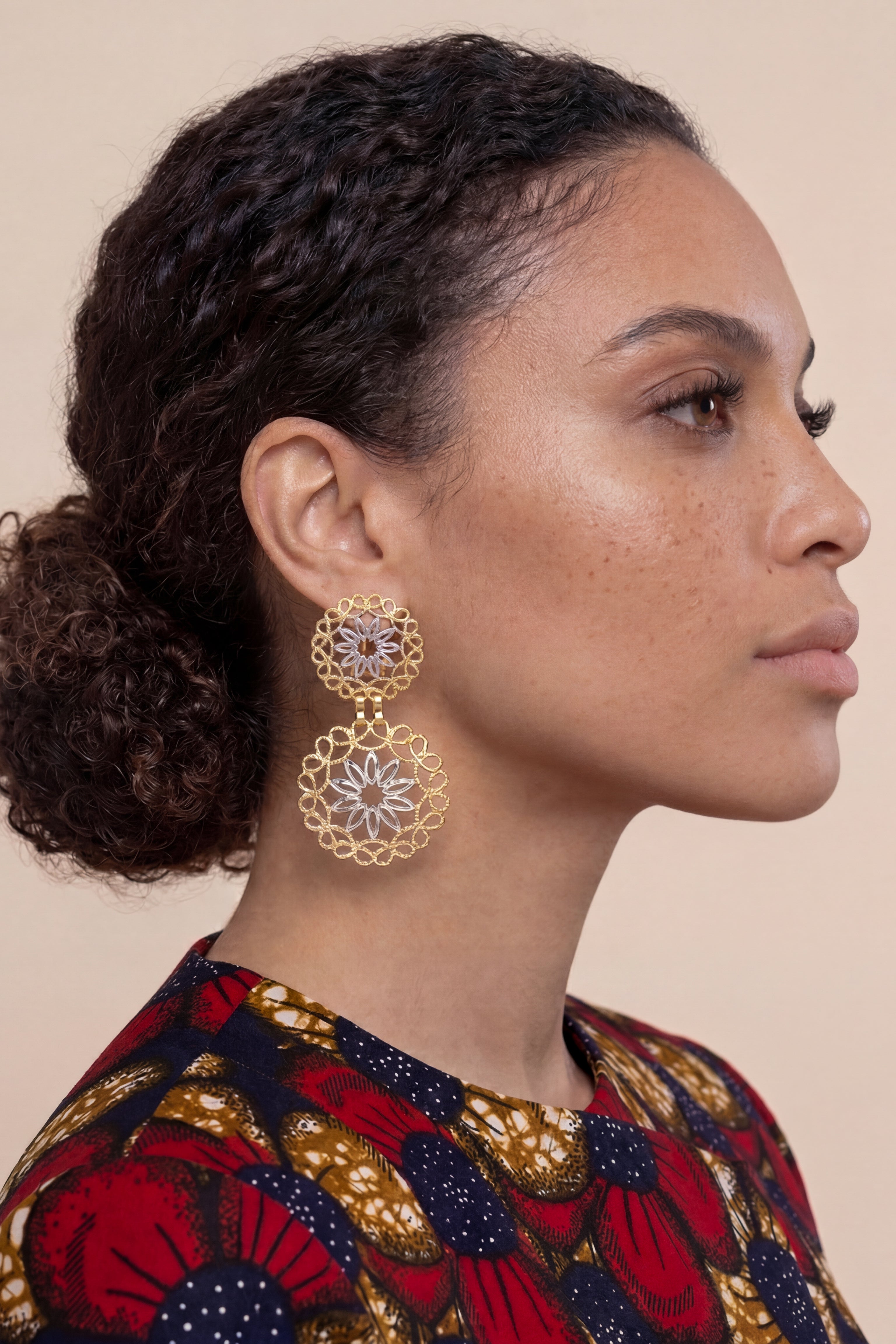 18K Gold-Plated Statement Filigree Earrings