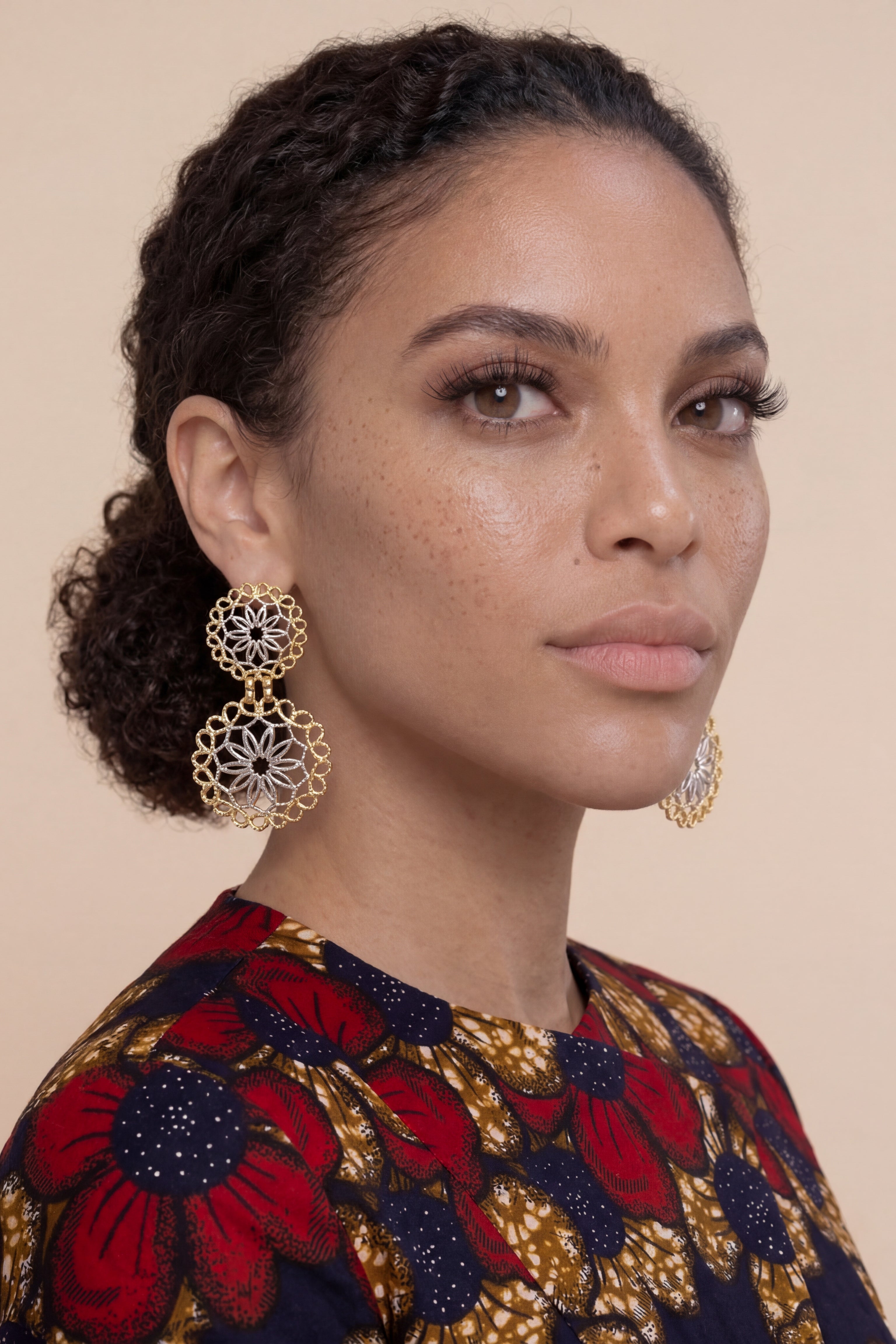 18K Gold-Plated Statement Filigree Earrings