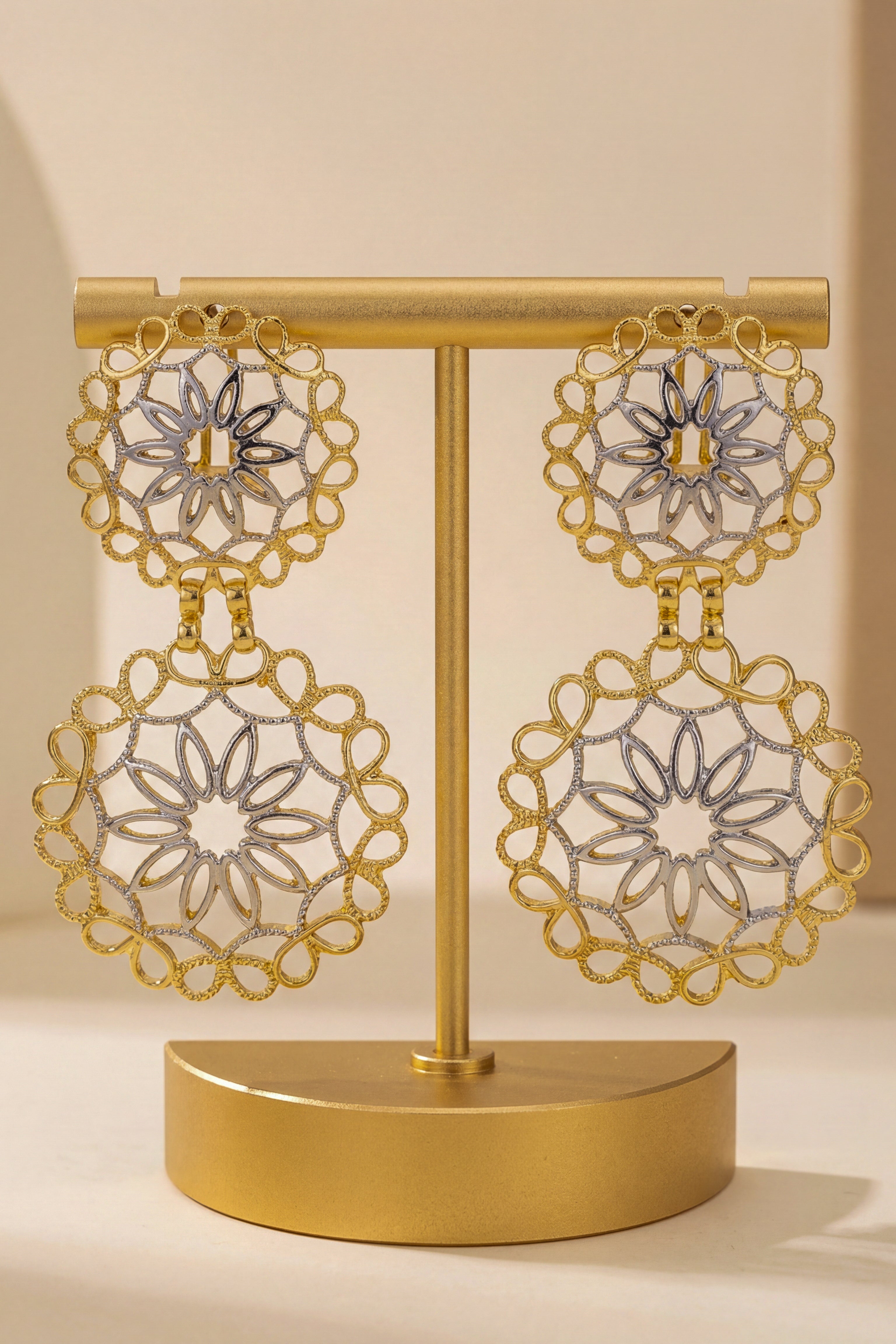 18K Gold-Plated Statement Filigree Earrings