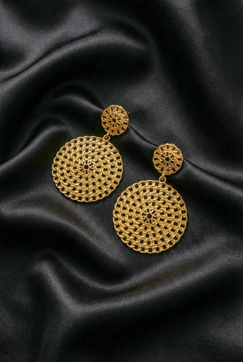 18k Gold-Plated Chain Textured Drop Earrings