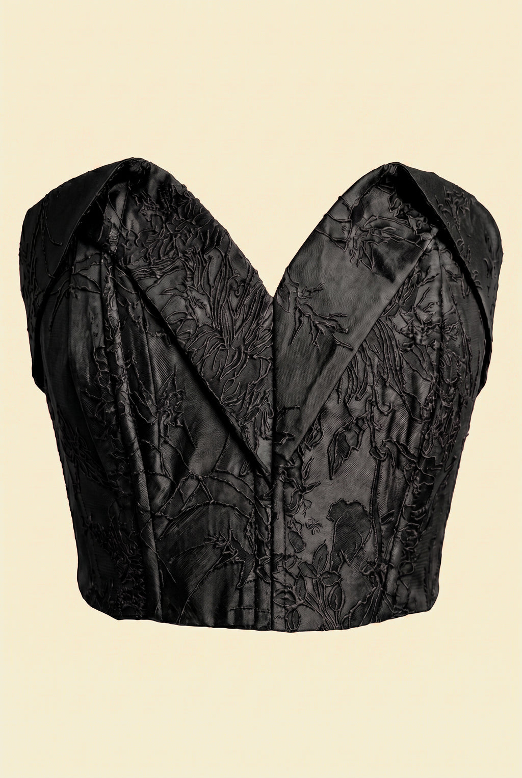 Bordeaux Floral Jacquard Bustier