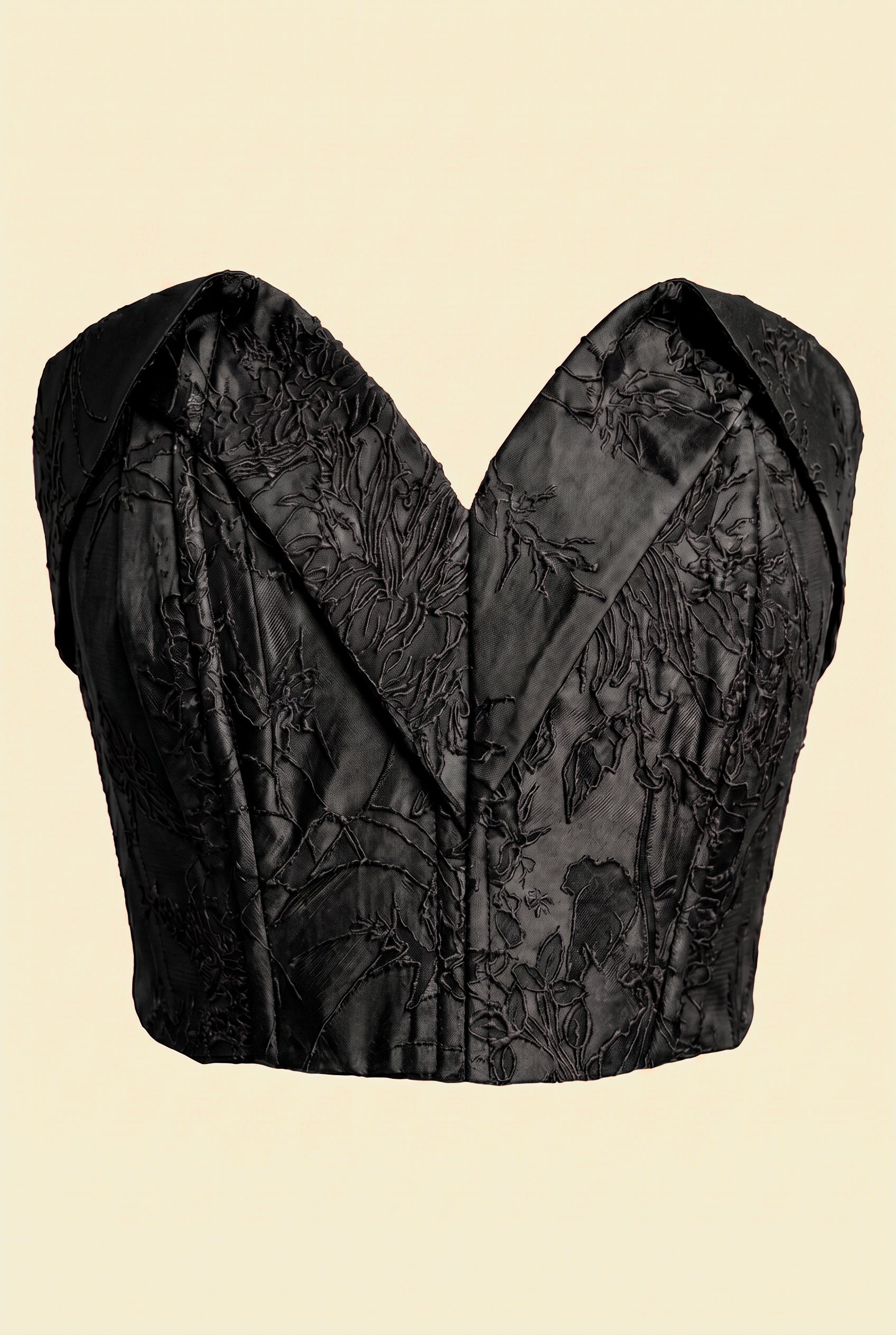 Bordeaux Floral Jacquard Bustier