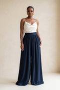Deep Navy Fluid Palazzo Trousers