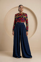 Deep Navy Fluid Palazzo Trousers