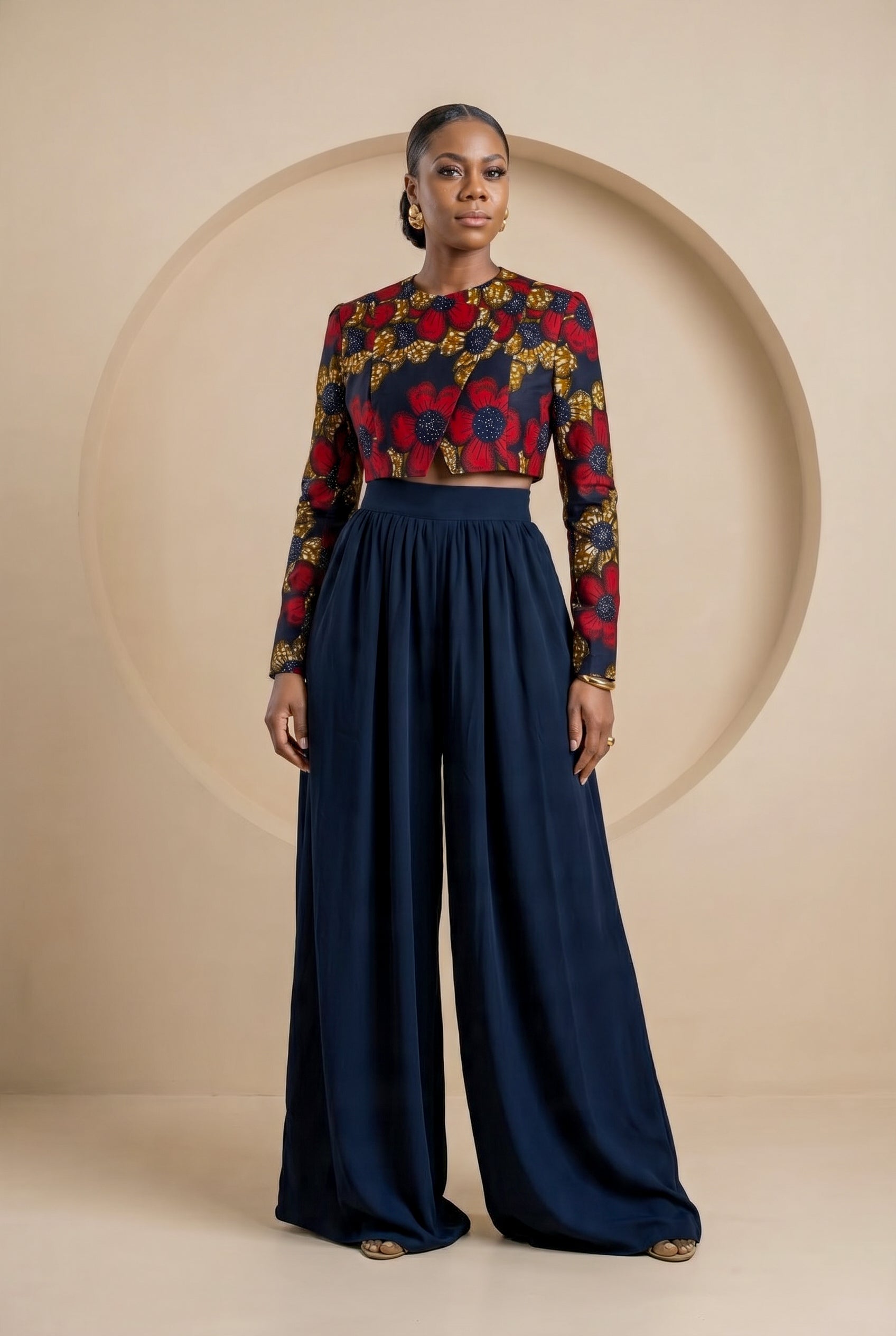 Deep Navy Fluid Palazzo Trousers