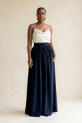 Deep Navy Fluid Palazzo Trousers