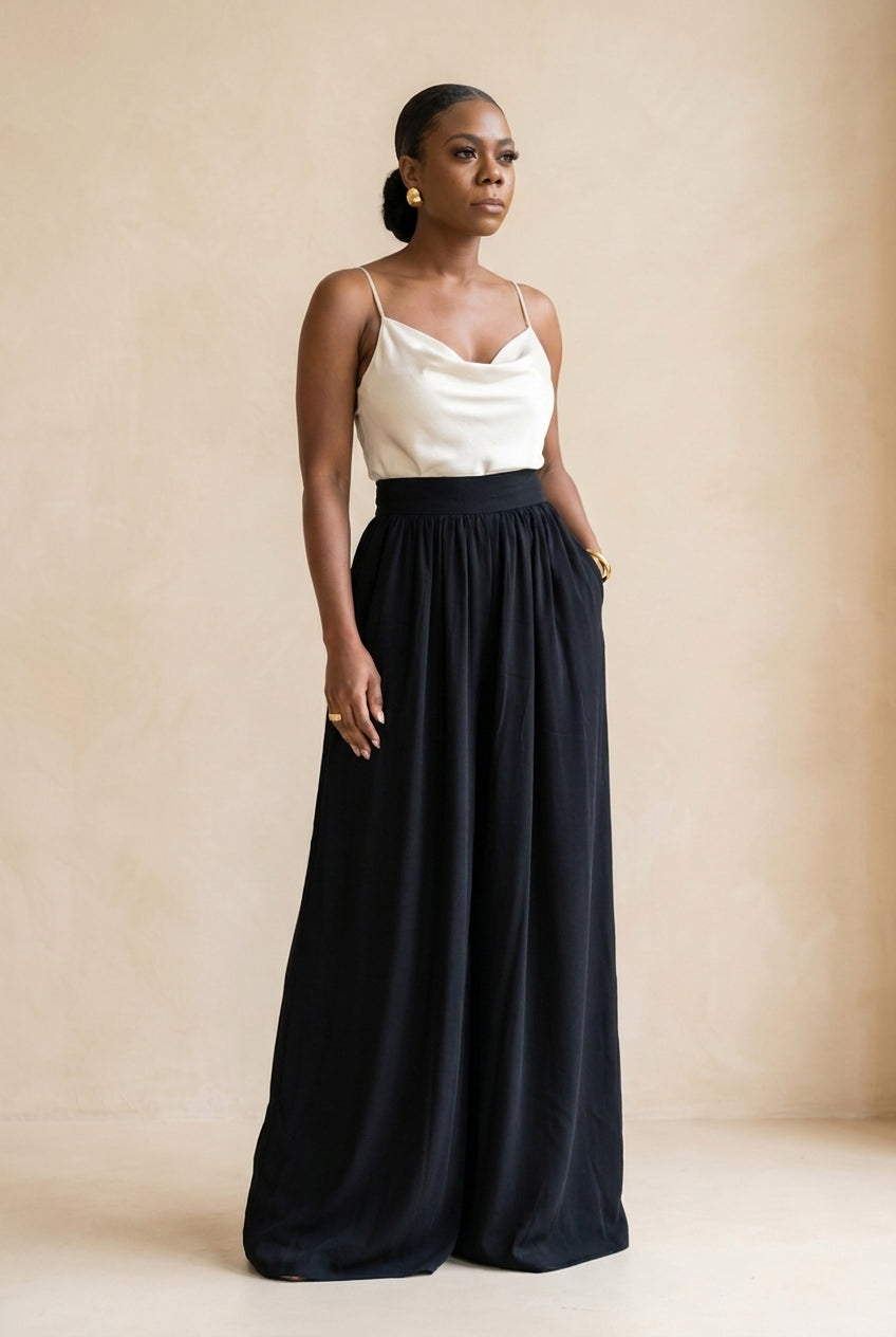 Black Fluid Palazzo Trousers