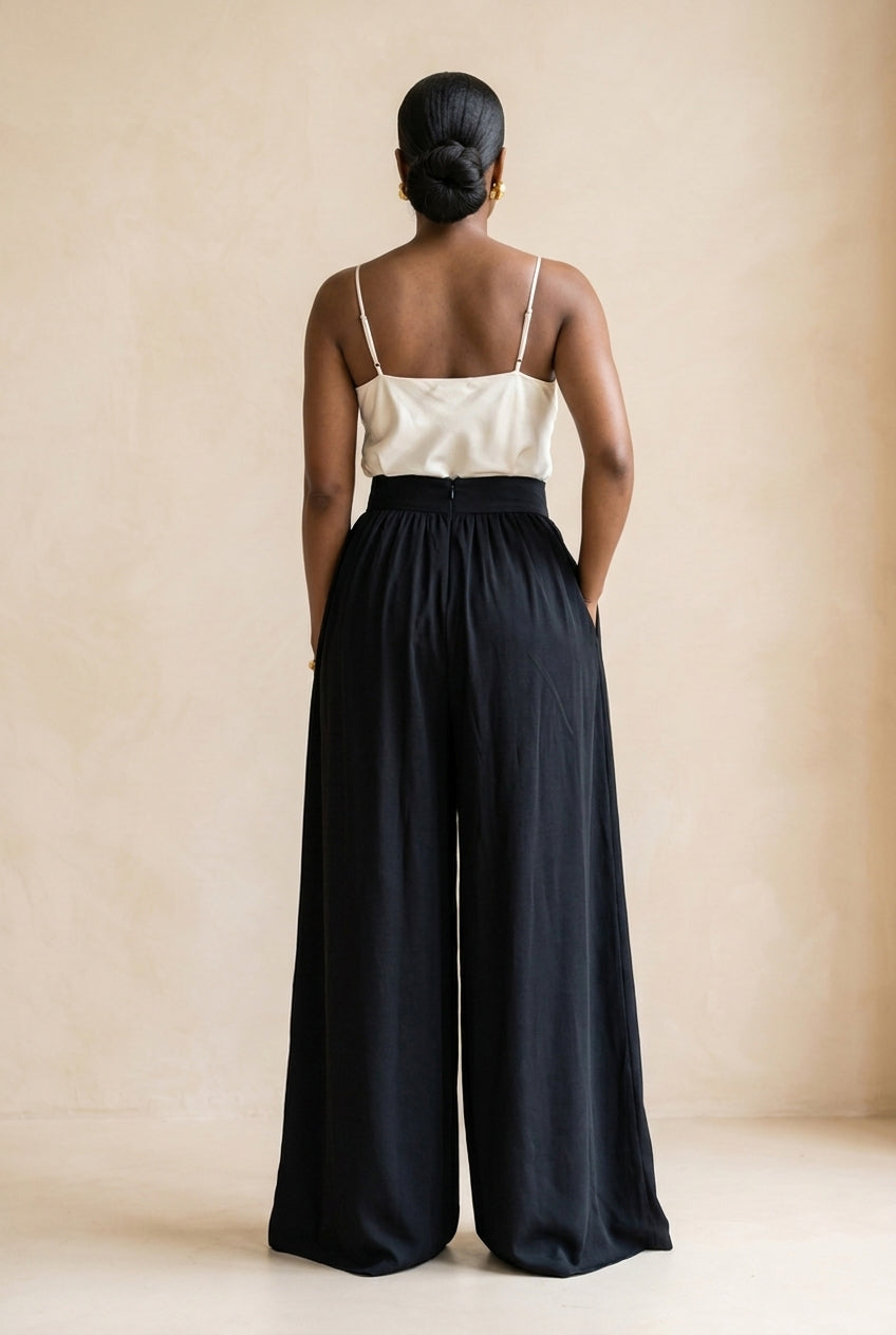 Black Fluid Palazzo Trousers
