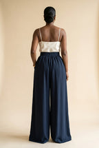 Deep Navy Fluid Palazzo Trousers