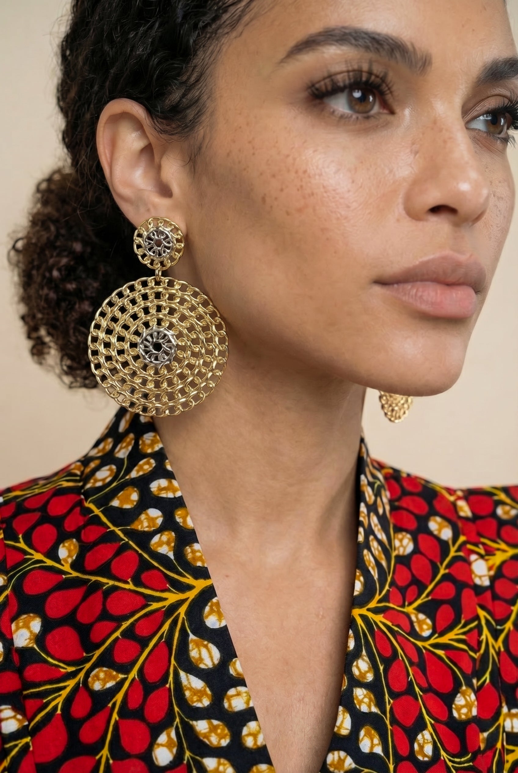 18k Gold-Plated Two-Tone Chain Drop Earrings