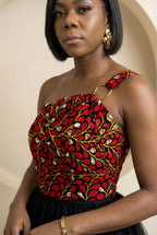 Ariselle One-Shoulder Print Corset