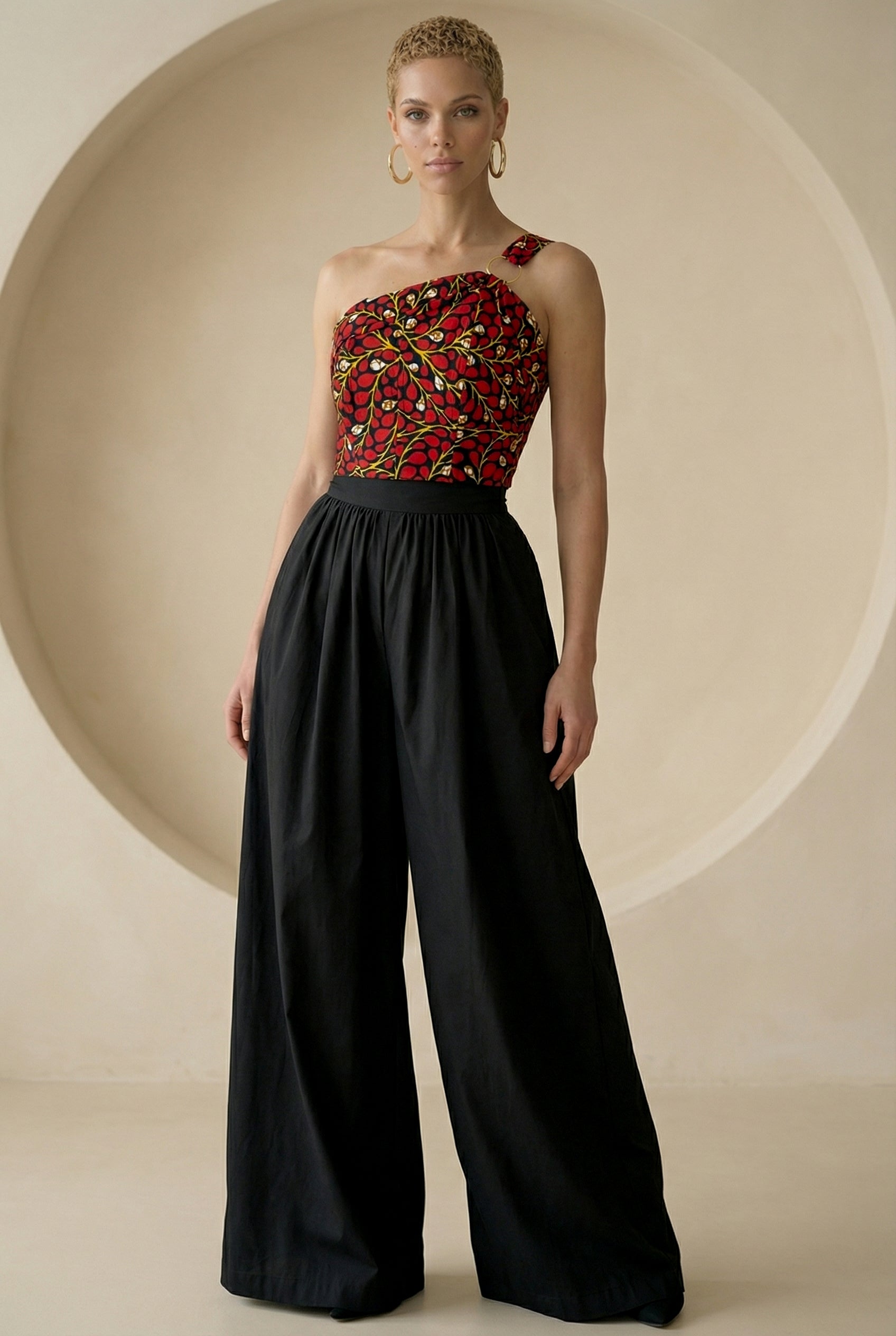 Ariselle One-Shoulder Print Corset