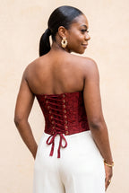 Deep Red Jacquard  Corset