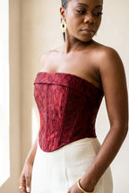 Deep Red Jacquard  Corset