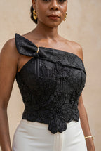 Black Floral Embellished Corset